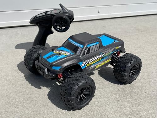 1:16 Scale Storm RC Monster Truck, 4WD Off-Road Remote Control Car, Brushed Motor, RTR, Blue/Black