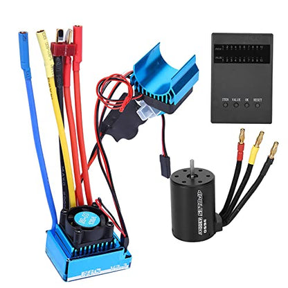 3650 4300KV Brushless Motor & 120A ESC Combo with Heat Sink and Programming Card for /10 RC Car High Speed Upgrades - size: 120A