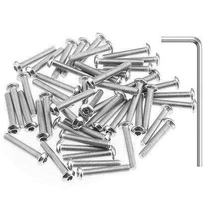 HELIFOUNER 100 Pieces M3 x 18mm, Thread Pitch 0.5mm, 304 Stainless Steel (18-8) Button Head Socket Cap Screws, Fully Threaded - size: M3 x 18mm