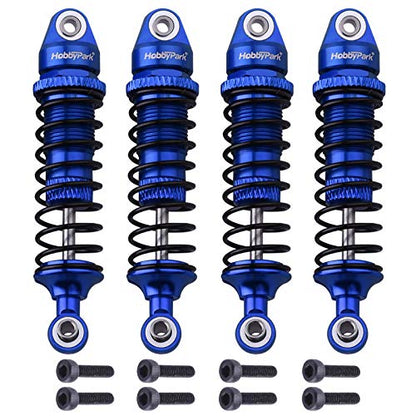 HobbyPark Aluminum Shocks Absorber Assembled (Front & Rear) Full Metal Dampers for Traxxas 1/18 LaTrax Teton Desert Prerunner, Replace Parts 7660 7665(4-Pack) (Navy Blue) - color: Navy Blue