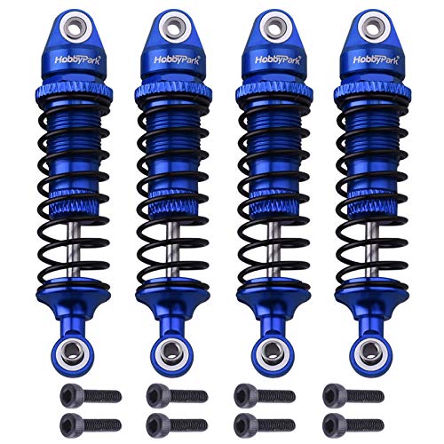 HobbyPark Aluminum Shocks Absorber Assembled (Front & Rear) Full Metal Dampers for Traxxas 1/18 LaTrax Teton Desert Prerunner, Replace Parts 7660 7665(4-Pack) (Navy Blue) - color: Navy Blue