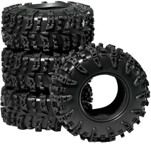 1.3 Tires for SCX24 & TRX4M 63.2 26.7mm RC Crawler Tires Upgrades with Foam Inserts Compatible with Traxxas Axial 1/18 1/24 Scale RC Cars Aggressive Mud Terrain Swamp Claw Design - size: 1.3-66mm-mzt