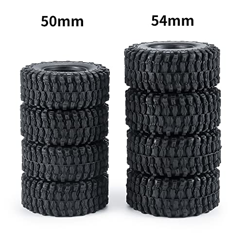 4PCS 1.0" Crawler Tires Rubber Wheel Tires for 1/24 Axial SCX24 90081 AXI00001 AXI00002 AXI00005 AXI00006 RC Crawler Car (54mm) - size: 54mm