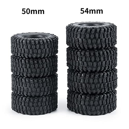 4PCS 1.0" Crawler Tires Rubber Wheel Tires for 1/24 Axial SCX24 90081 AXI00001 AXI00002 AXI00005 AXI00006 RC Crawler Car (54mm) - size: 54mm