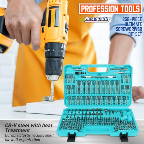 Amartisan 258-Piece Ultimate Screwdriver Bit Set,Chrome Vanadium Steel Driver Bit Set, Security bit set, Includes Bits Holder, Nut Driver, etc (Blue) - style: 258-Piece Ultimate Bit Set (Blue)