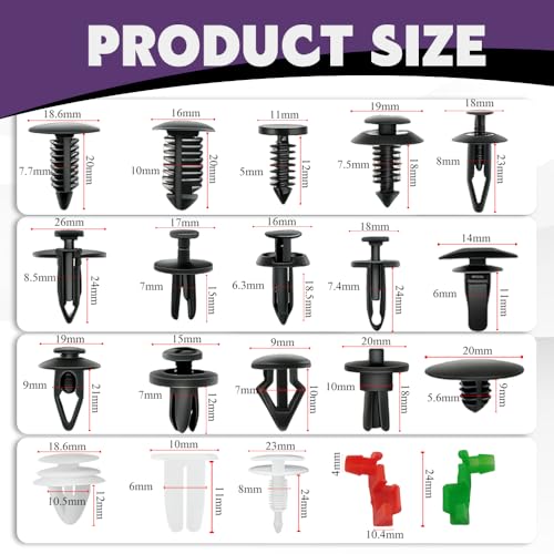 80PCS Door Lock Rod Car Clips Assortment Kit, Door Install Clips, Tailgate Handle Rod Clip, Car Accessories Left and Right Door Handle Rod End Clip Retainer Compatible with Most Vehicles