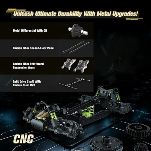RLAARLO 1/10 Brushless RC Cars, 4×4 Buggy, 50+ MPH, Carbon Fiber, Ages 8+ | 3650-2650KV Brushless Motor, 4WD, 3S LiPo, Alloy Chassis, Sealed Diffs, 20kg Servo, 6CH Radio, Waterproof, All-terrain