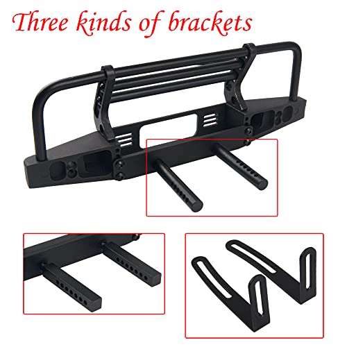 Aluminum Front Bumper with LED Headlights Tow Hook Compatible with Traxxas TRX-4 TRX4 Axial SCX10 SCX10II 90046 90047 1/10 RC Crawler Car