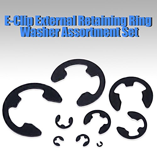 Glarks 328-Pieces 9 Size Black Alloy Steel E-Clip External Retaining Ring Washer Assortment Set