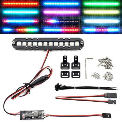 RC LED Light Bar Roof Lamp Headlight Tail Light Kit Bumper Compatible with Traxxas RC Car Truck Crawler Tamiya Losi HPI Rustler Axial Police (100mm 1 Bar) - style: 100mm 1 Bar