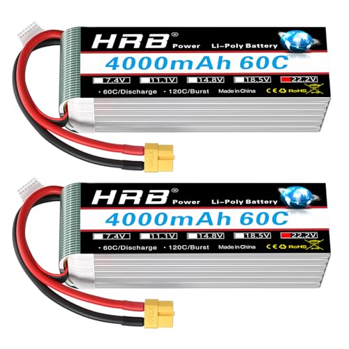 HRB 2PCS 6S 4000mAh Lipo Battery XT60 60C 22.2V Compatible with RC Plane