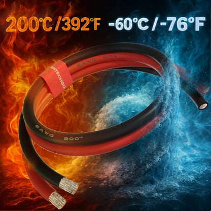 BNTECHGO 6 AWG Silicone Wire Red Black 5ft Stranded Tinned Copper Wire | Flexible 6 Gauge Stranded Wire Silicone Rubber Insulation For RC Models, Drone, Robot, Battery, EV Charger, 3D Printer, DIY - size: 2 Colors Each 5ft
