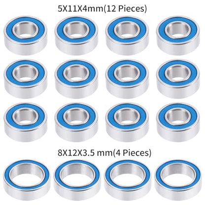 16pcs Steel Rubber Sealed Bearing Kit for Tamiya TT-02B Plasma EdgeII | Neo Scorcher 4wd Buggy Dual Ridge RC Car Upgrade