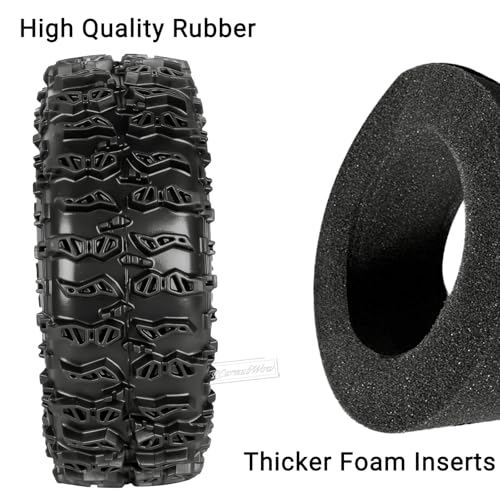 RC 1.0 Beadlock Tires for 1/18 TRX4M / Ascent-18 / SCX24 / FCX24 RC Crawler,1.0 In High Traction High Grip Rubber Tires w/Foam Insert,Style 3 - style: Style3(4pcs)