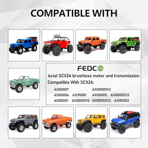 SCX24 Motor and Transmission for Axial SCX24 Upgrades 1/24 RC Crawler | with Hobbywing QUICRUN Outer-1621SL 3500KV Brushless Motor Upgrade - style: scx24 motor