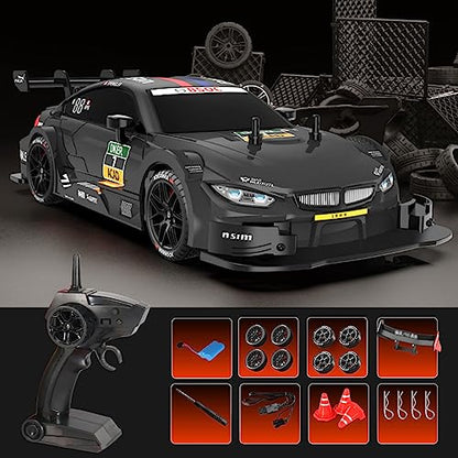 GoolRC RC Drift Car, 1:16 Scale 4WD 40KM/H High Speed RC Racing Car, 2.4GHz Electric Sport Drifting with Headlight, Drifting & Racing Tires for Adults (Black) - color: Black