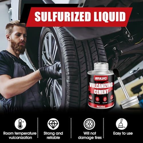250ML Rubber Cement Tire Repair Strong Adhesion Waterproof | Rubber Cement Glue With Brush Fast Curing Easy to Use and Flexible Repair for Automotive Industrial Home Repairs