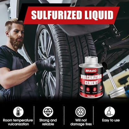 250ML Rubber Cement Tire Repair Strong Adhesion Waterproof | Rubber Cement Glue With Brush Fast Curing Easy to Use and Flexible Repair for Automotive Industrial Home Repairs