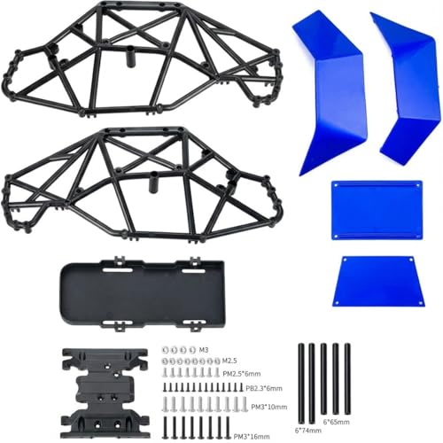 AMK RC Crawler Roll Cage, 1/10 Scale Nylon Rock Buggy Body Cage for Axial SCX10 SCX10 II, Durable RC Rock Crawler Upgrade Part (Blue) - color: Blue