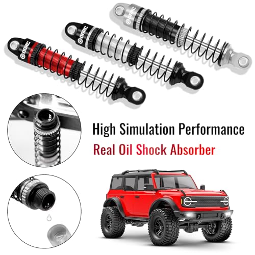 OGRC 60mm Long Travel RC Shock Absorber Oil Damper for TRX4M 1/18 RC Car | Oil-filled, Aluminum, for Traxxas TRX4M Upgrade Parts, Grey - color: Black Grey