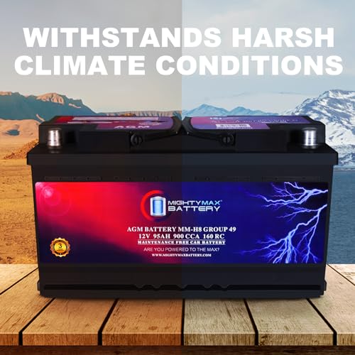 Mighty Max Battery MM-H8 Start and Stop Car BCI Group 49 12V 95Ah, 160RC, 900 CCA Rechargeable AGM Car Battery - style: Group 49