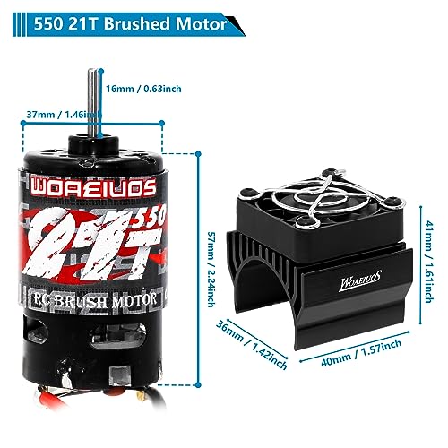 550 Brushed Motor 21T & Heatsink Combo for 1/10 RC Truck Car Traxxas 1/10 Slash Redcat ARRMA AXIAL HSP HPI Wltoys Kyosho HELION - size: 21T Motor&Heatsink Combo