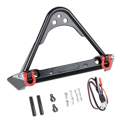 for TRX4M 1/18 Upgrades, for TRX4M RC Crawler Aluminum Alloy Front Bumper with Lights RC Car Bumper Part for TRX-4M 1/18 Upgrades Part Rc Crawler Car Accessories