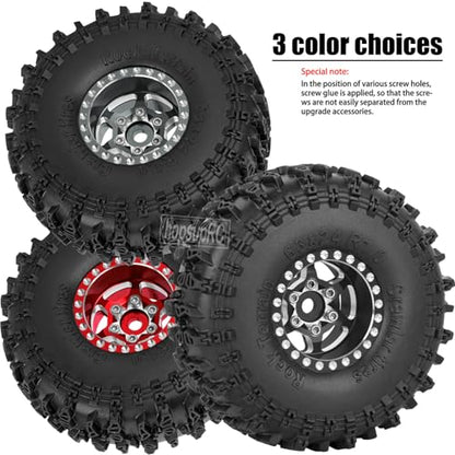 RC 1.0in Beadlock RC Truck Tires Wheels Tires for 1/18 1/24 Trx4m SCX24 RC Crawler.Aluminum 1.0in Beadlock Wheel Rim&1.0in Tires Tyres.Red(4PCS) - color: Red(4pcs）