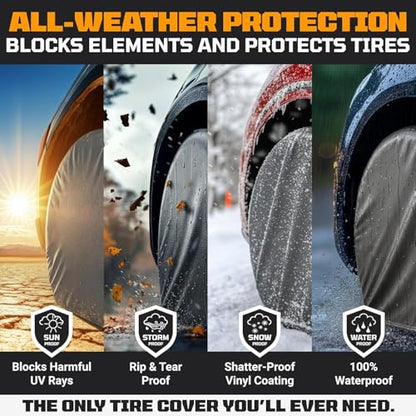 TIRESHIELD PRO Trailer Tire Covers (Set of 2) - Heavy Duty All-Weather UV-Resistant Protective Wheel Covers w/StormLock-System - Year-Round Protection for Your Trailer Tires w/ 23-25.75" Diameter - size: Small - Fits Tire Diameters 23-25.75", style: TIRES