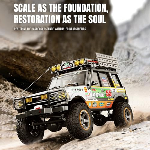 JXC LR1801 RC Crawler, 1/18 Scale 4WD Off Road RC Crawler with 3-Speed Mechanical Transmission with Reverse Rotation, Full-Proportional 2.4GHz, 40 Mins, LED Lights, RTR Rock Crawler (Blue)