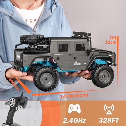 SIMREX 1:12 Scale All-Terrain Remote Control Car, 4WD RC Cars with 2.4 GHz, RC Climbing Truck, IPX4 Waterproof Off-Road Vehicle with Two Rechargeable Batteries, for Kids Teens Adults - color: Gray, size: 1:12