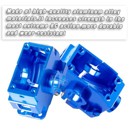 Gearbox Transmission Case Upgrades Parts Aluminum Front Rear Wave Box Gearbox for 1/10 Slash/Rustler/Stampede/Hoss VXL 4X4 4WD,Replace #6880#6881,Navy Blue - color: Navy Blue(upgrades Parts)