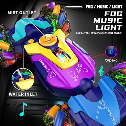 Gesture Sensing RC Stunt Car,Remote Control Car Toys for Ages 5-7-13,with Lights Music Spray,4WD 360° Spins All Terrains Kids Toys RC Cars,3-6 Year Old Boy Birthday Gift & 3-12 Best Gift for Kids - style: armor