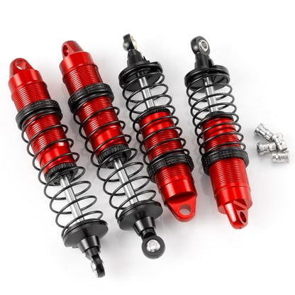 4Pcs Aluminum Front & Rear Shock Set RC Dampers，Red + Black | Upgrade Parts, For Losi 1/16 Mini-B, For Losi 1/18 Mini-T, RC Car Buggy - color: Red + Black