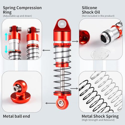 RCLIONS RC Car Shocks 36mm Oil Shock Absorber for AXIAL SCX24 1/24th RC Crawler Car Upgrade Parts - size: 36mm