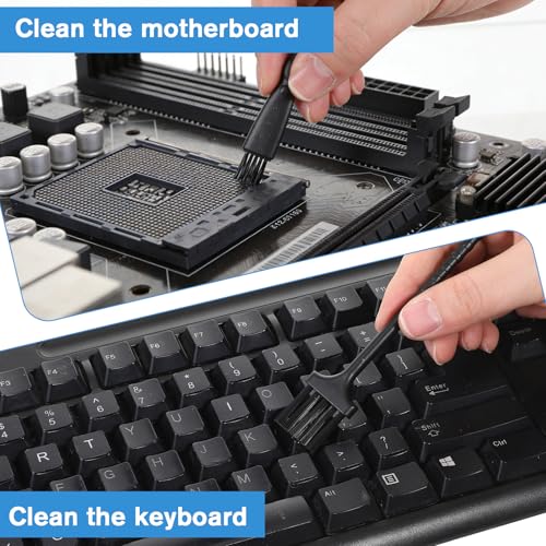 10 Pcs Mini Anti Static Keyboard Cleaning Brush Kit Nylon Dust Brushes for Electronic Devices Computer Motherboard Fans Camera Laptop Circuit Board Small Space Cleaning Tool Set with Microfiber Cloth