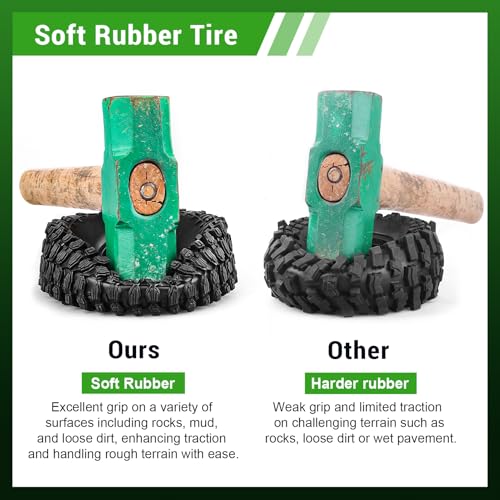 1/10 Scale RC Crawler 1.9 Aluminum Beadlock Wheels and Tires 4.72" 120mm Height Soft Great Grip for Traxxas TRX4 Axial SCX10 II III Redcat Gen 8 Rocks Mud (Style F) - color: Style F