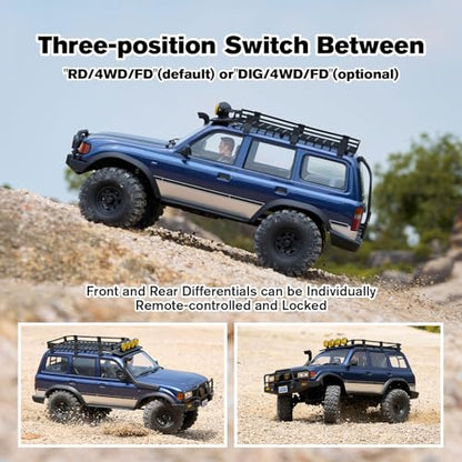 FMS 1/10 LC80 Brushless RC Crawler Pro V2, FCX10 Toyota RC Rock Crawler with Lighting and Two-Speed, Hobby Grade Offroad RC Car for Adults, RS (Blue) - color: Blue