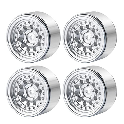 MORLORDY 4PCS RC Aluminum Alloy 1.0" Beadlock Wheel Rims for 1/24 RC Crawler Car SCX24 Wheels Upgrades Deadbolt AXI90081 AXI00001 AXI00002 Accessories Metal Wheel Hub Set (Silver)