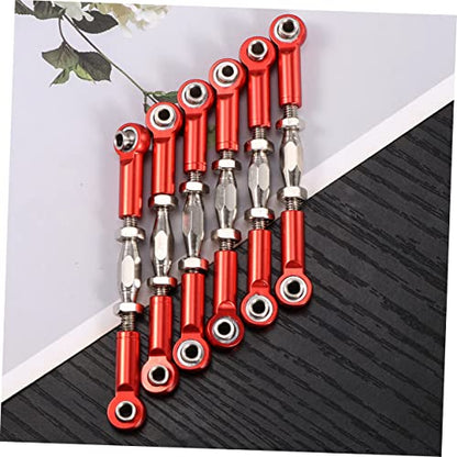 Alasum 6pcs Adjustable Aluminum Rod Linkage Steering Rods for Rc Redcat Hsp Racing Hpi Truck Buggy Upgrade Parts Red Easy to Install