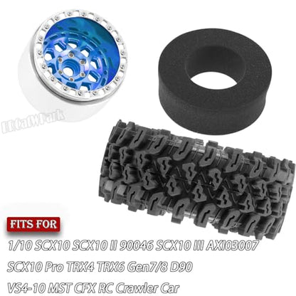 RC 2.2 Wheel Tires for 1/10 SCX10 SCX10 II 90046 SCX10 III AXI03007 SCX10 Pro TRX4 TRX6 Gen7/8 D90 VS4-10 MST CFX RC Crawler Car,4pcs Aluminum RC 2.2 in Beadlock Wheel,Navy Blue - color: Navy Blue - (2.2tires)