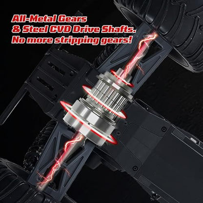 FMS 1/10 Ford F-100 Brushless RC Truck, 1973 Licensed RC Car for Adults, 55KM/H High Speed 2WD RC Crawler, Hobbywing 60A ESC & 3652 Motor, All-Metal Gears & Steel CVD Drive Shafts, RS (Black) - color: Flame Black