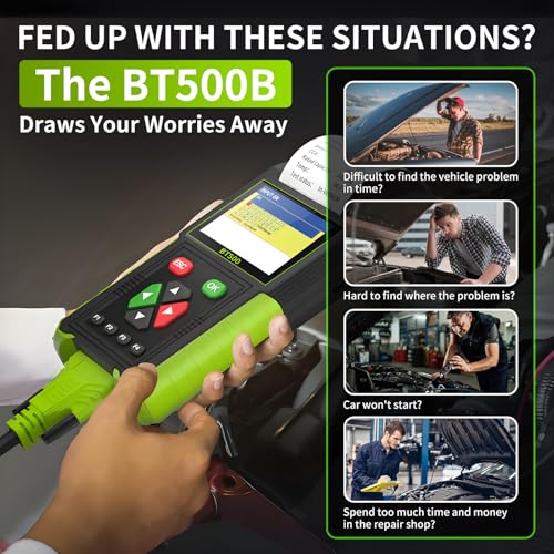 12V/24V Automotive Battery Tester & Relay Tester 20-2000CCA Load Tester | BT500 12V/24V Car Battery Tester, Relay Tester, Digital Battery Analyzer Charging Cranking System Test with Built-in Printer