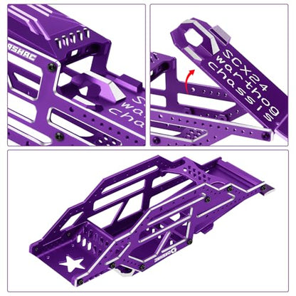 SCX24 Warthog LCG Chassis Kit, Aluminum Roll Cage Frame | 1/24 RC Crawler Buggy Scale Appearance Chassis, Compatible with Gladiator Bronco C10 JLU Models Custom Builds Upgrades - color: Purple, size: with Lettering