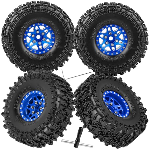 for SCX24 TRX4M 1/24 1/18 RC Crawler Car,Aluminum 1.0" Beadlock Wheel Tires Wheel Hub Wheels Rim 4PCS 1.0in Beadlock Wheel Rims Heavy Duty Rim,Navy Blue - color: (4PCS）Navy Blue