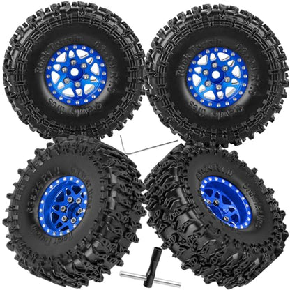 for SCX24 TRX4M 1/24 1/18 RC Crawler Car,Aluminum 1.0" Beadlock Wheel Tires Wheel Hub Wheels Rim 4PCS 1.0in Beadlock Wheel Rims Heavy Duty Rim,Navy Blue - color: (4PCS）Navy Blue