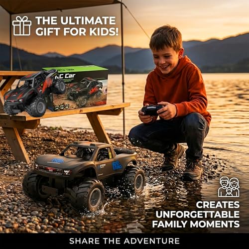 Amphibious Remote Control Car Monster Truck - 4WD Waterproof 1:16 Large All Terrain Off Road Vehicle RC Drift Cars Beach Pool Toys Gifts for Boys Kids 8-12 - color: Blue