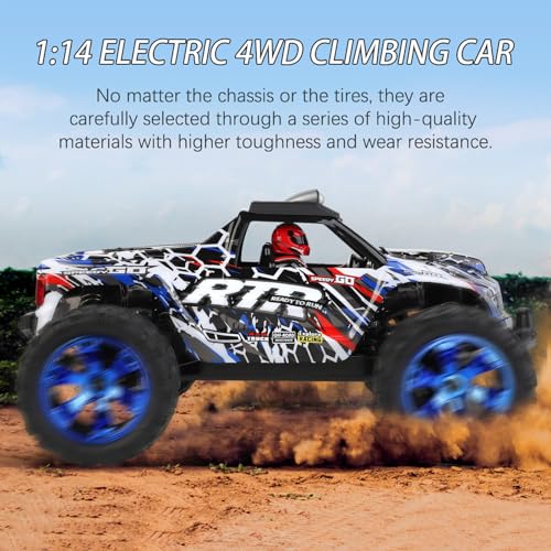 GoolRC WLtoys 144018 RC Truck, 1/14 Scale Remote Control Car, 4WD 35KM/H High Speed RC Car, 2.4GHz All Terrains Off Road Rock Crawler Truck with 2 Batteries for Adults