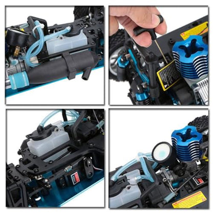 Nitro RC Cars 1/10 Two Speed Nitro Gas Power Car for Adults - Fast Drift 4WD 80KM/H Metal Chassis Gas Off Road Short Course Truck (Black) - color: Black