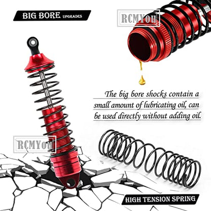 RC Shocks Absorber Upgrades Part for 1/10 Lasernut U4, Tenacity DB Pro,TENACITY TT Pro 4WD SCT,4PCS Aluminum Front Rear Big Bore RC Shocks Damper,90mm 100mm Metal Hop Ups,#LOS233011,Red - color: Red - 4pcs